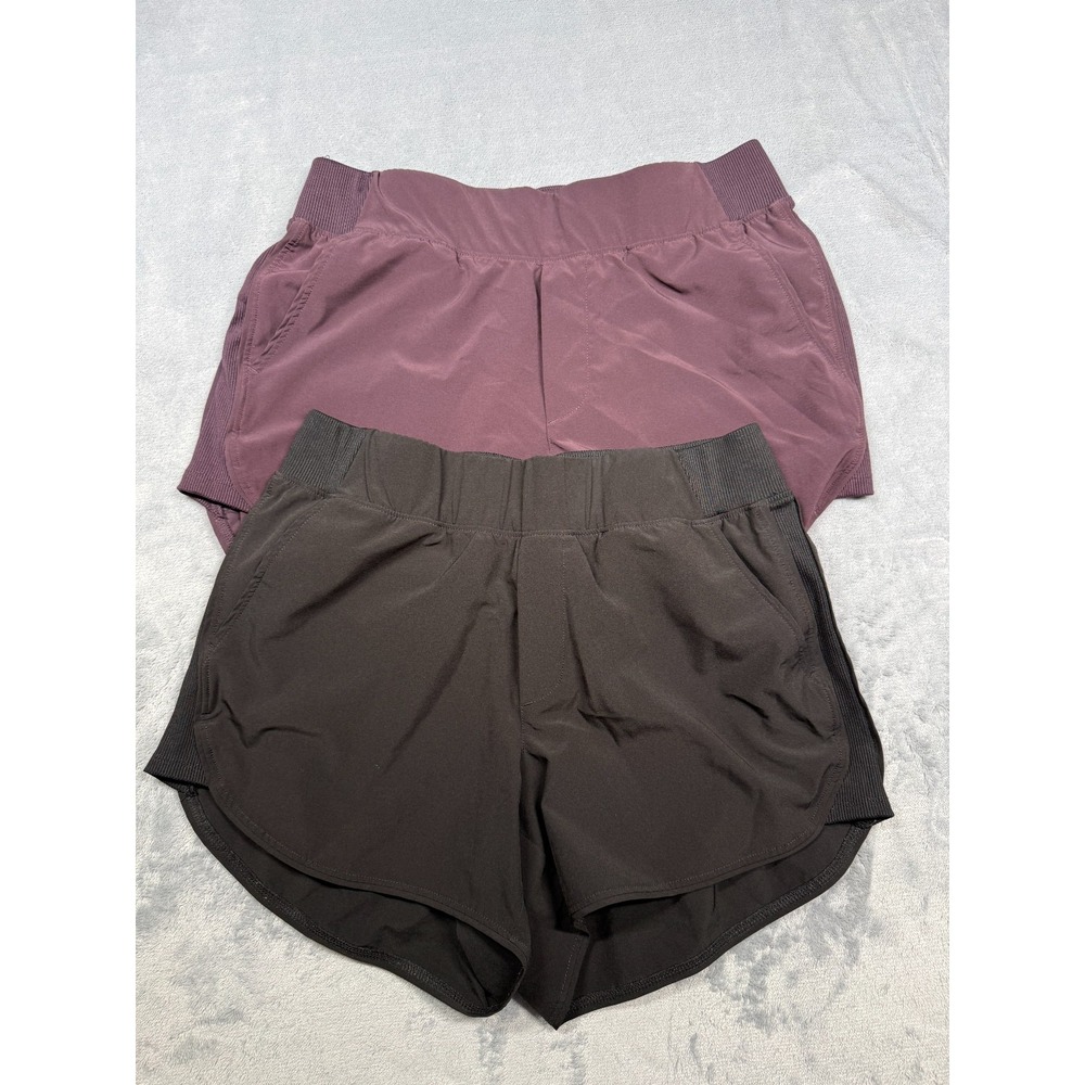 Lot of 2 Member's Mark Active Woven Shorts Womens S Burgundy Dark Brown Pull On